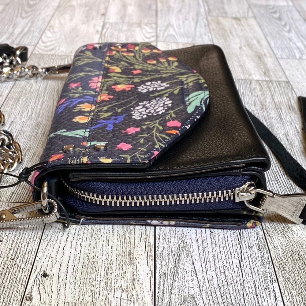 🌸🌿Aimee Kestenberg Delancey Floral Black Leather Wallet On a Chain - Picture 5 of 12